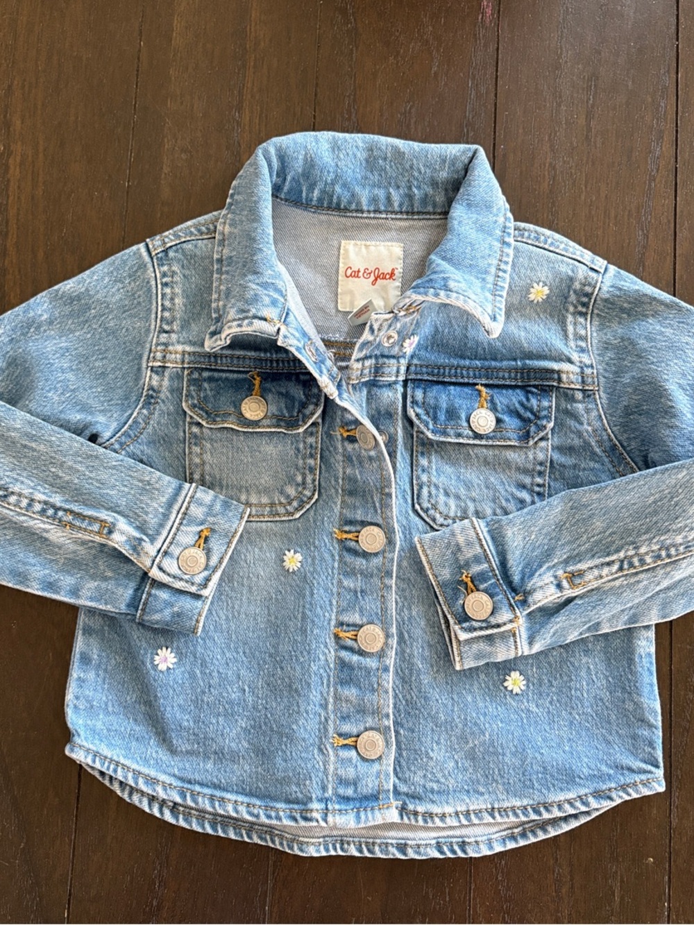 Cat & Jack Light Blue Denim Jacket with Daisy Accents - Picture 4 of 5
